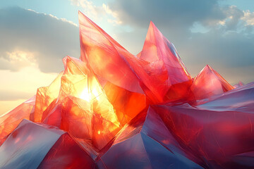 Poster - Abstract crystalline formation with warm lighting