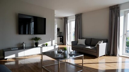 Poster - Modern Minimalist Apartment Interior with Natural Light and Simplicity