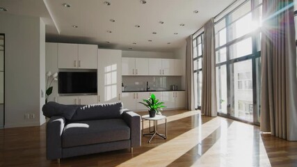 Poster - Modern Apartment with Expansive Windows and Natural Lighting