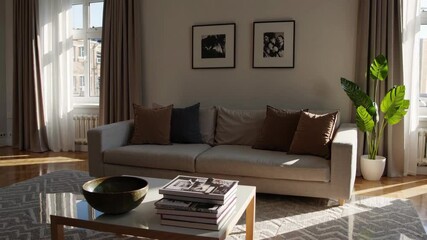 Poster - Cozy and Serene Apartment Interior with Natural Light and Comfort