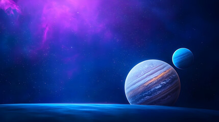 a galaxy spins with planets background