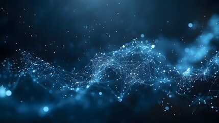 Aufkleber - Intricate network of white dots and lines against dark blue. Evokes data connectivity and advanced tech. Perfect for science, innovation. Abstract wireframe in dark blue