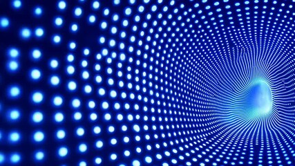 Wall Mural - Abstract Vibrant Tunnel with Dots and Light in Blue and Purple