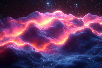 Poster - Abstract glowing landscape digital artwork