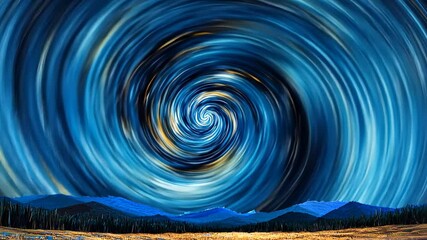 Wall Mural - Swirling Cosmic Vortex with Vibrant Blue and Gold Tones