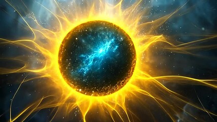 Wall Mural - Glowing Abstract Energy Sphere with Light Effect and Colorful Swirls