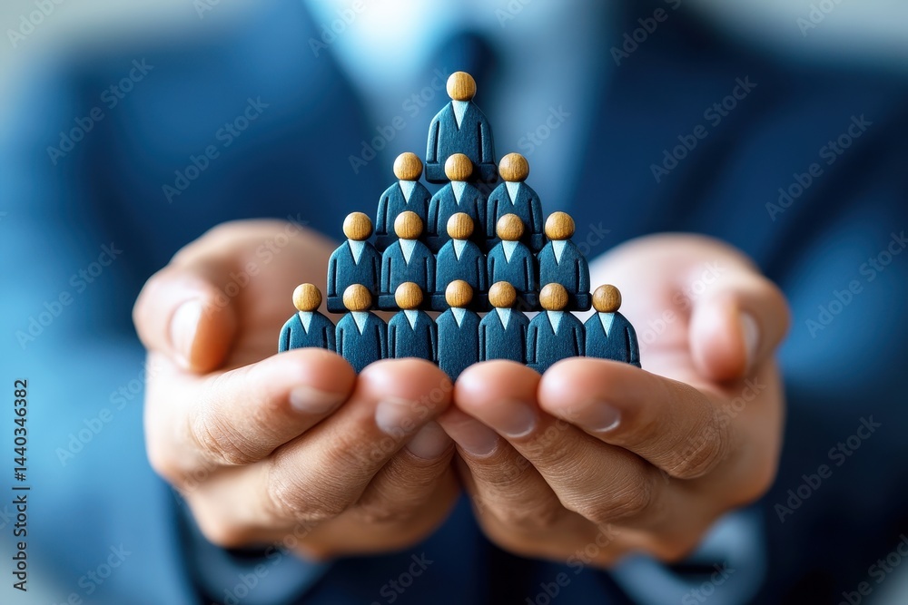 Hands Holding Wooden Figures in Pyramid Formation Representing ...