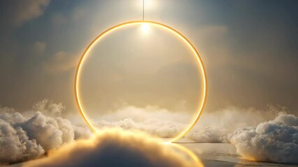 Aufkleber - Golden Ring Hangs Above Clouds at Sunrise in the Sky