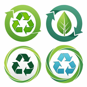 recycle waste symbol green arrows logo set web ico