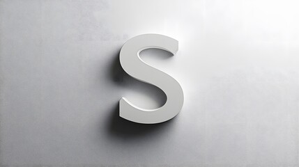 Poster - A 3D rendered white capital letter 'S' on a light gray textured background.  Clean, modern, and minimalist design. Perfect for branding or alphabet concepts.