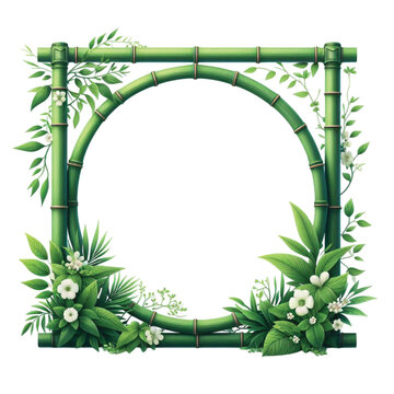 A green bamboo frame illustration