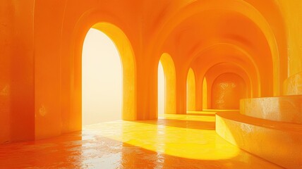 Poster - This abstract image showcases a distorted cylinder in a vibrant, brightly lit space, featuring smooth lines and soft textures that create a captivating atmosphere.