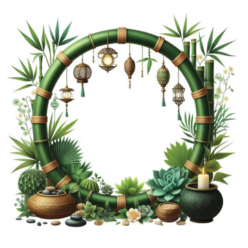 A green bamboo frame illustration