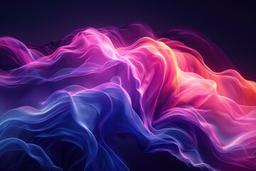 Poster - Futuristic digital waves with pink and purple glowing particles. Abstract technology. Background image of digital wave flowing and waving with glowing particle or Close up of energy wave. AIG51.