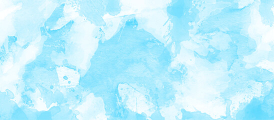 Wall Mural - blue marble painting on blue paper texture, ocean blue background with stained and watercolor splashes, Blue painted watercolor background with watercolor stains.