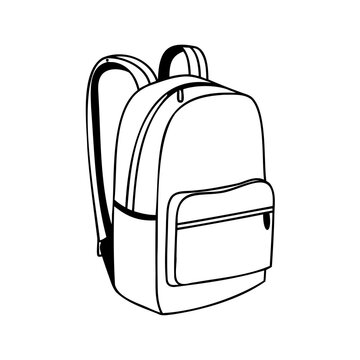 Stylish School Bag Line vector Art in Black on transparent background