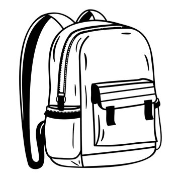 school bag vector icon, Modern School bag black vector outline isolated on transparent background