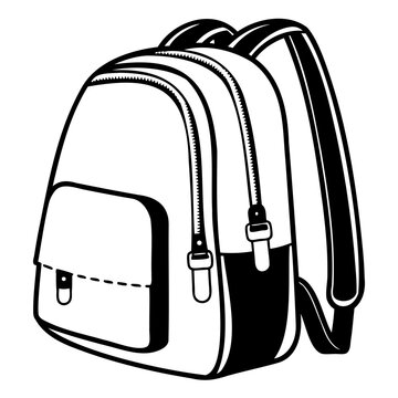 school bag vector icon, Modern School bag black vector outline isolated on transparent background