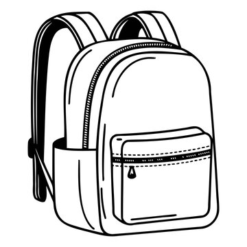 school bag vector icon, Modern School bag black vector outline isolated on transparent background