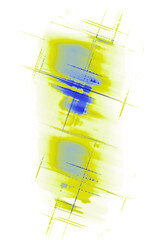 Poster - An abstract art minimalist poster design in blue and yellow on a white background
