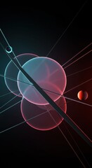 Poster - Abstract Neon Spheres Intertwined with Geometric Lines in Dark Space: A Futuristic Digital Art Composition