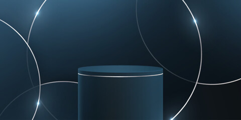 Wall Mural - Abstract minimal scene. Minimal podium with soft material base. Soft podium stages and product showcase platform with covers and golden in round and square shape. 