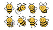 © peppastocker - Cute bee icons set – flying, heart, glasses, flower, waving, sleeping, happy, smiling