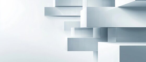 Wall Mural - Abstract geometric background with white and light blue 3D cubes, modern architecture and minimalist design concept