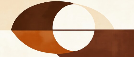 Wall Mural - minimalist geometric art with brown and beige circles and lines creating a modern abstract design, p