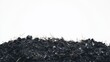 © Samady - Pile of black soil with visible small twigs on white background.