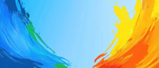 Poster - Abstract background with vibrant brush strokes in blue and orange, creating a dynamic and artistic design for creative projects and modern concepts