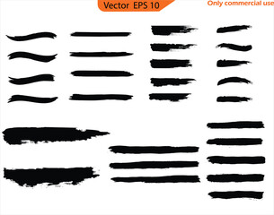 Wall Mural - Set of black and white paint brush strokes. Grunge banner stroke with grunge effect. Black ink line, grunge brush strokes, ink paint set, EPS 10. Only commercial use	

