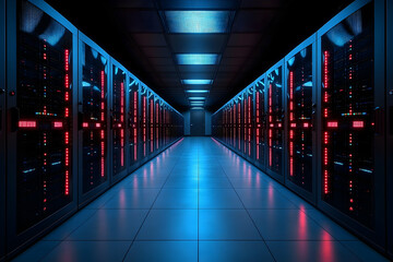 Poster - Data center interior servers network digital infrastructure