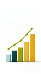 Poster - Colorful bar chart with an upward trend line, representing business growth and success on a white background.