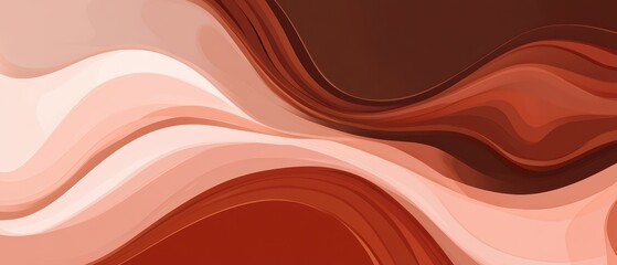 Wall Mural - abstract terracotta background with flowing waves and curves in shades of brown and peach for modern