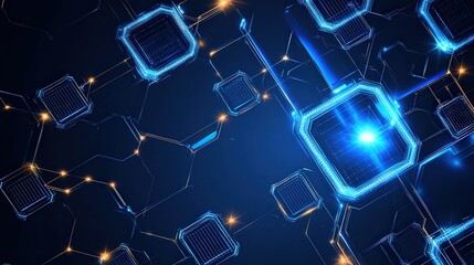 Aufkleber - blockchain network background with luminous connections, digital patterns, and data flows illustrating secure and transparent networks