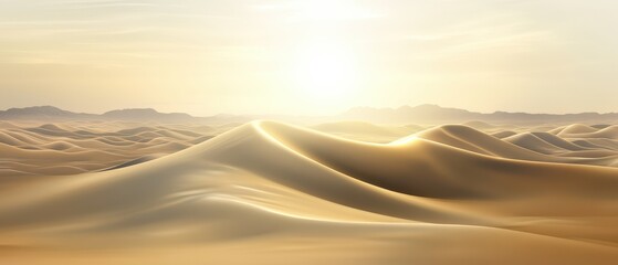Leinwandbilder - Golden sand dunes landscape with soft sunlight in the desert Concept of travel, nature, and tranquility