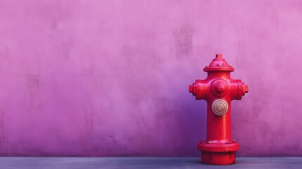 Aufkleber - muted pastel purple background, making the bright red hydrant pop out, drawing attention to the simplicity and elegance of the design