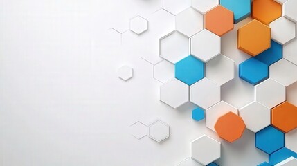 Fototapete - geometric hexagon abstract background with colorful hexagonal shapes arranged in a dynamic pattern, illustrating depth and modern technology