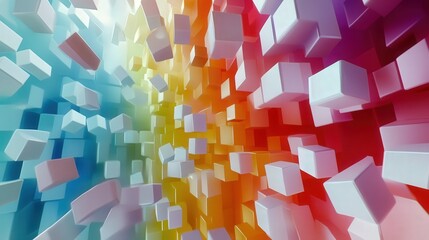 Fototapete - geometric hexagon abstract background with colorful hexagonal shapes arranged in a dynamic pattern, illustrating depth and modern technology