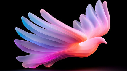 Poster - Abstract Digital Artwork of a Soaring Bird with Pink Blue and Purple Glowing Wings