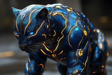 Poster - Digital panther with glowing details