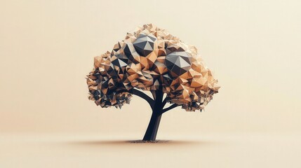 Fototapete - tree formed from geometric shapes, representing growth, evolution, and the beauty of precision and natural patterns