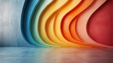Poster - Chromatic Cascade: Abstract Gradient Waves in Architectural Space