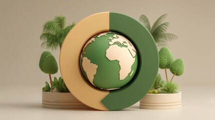 Poster - A green earth surrounded by palm trees representing business model reinvention and adaptation to digital environments