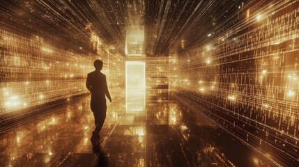 Poster - Exploring a digital universe a journey through light and data in a futuristic environment