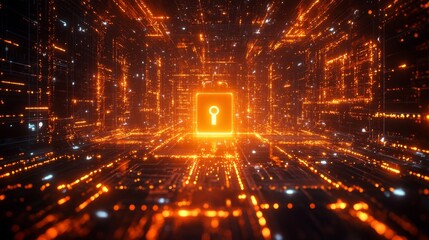 Poster - unlocking digital secrets key to cybersecurity virtual space digital art futuristic environment high