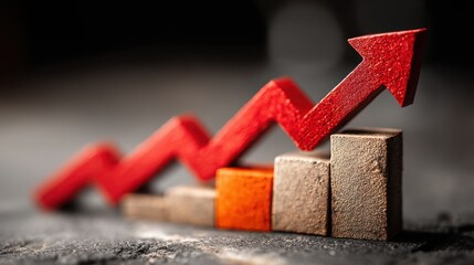 Poster - Vibrant red arrow pointing upward on a graph representing positive cash flow quality indicator and investment growth