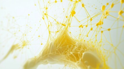 Poster - Dynamic flow of yellow liquid abstract art laboratory setting digital composition macro view creative concept for visual appeal
