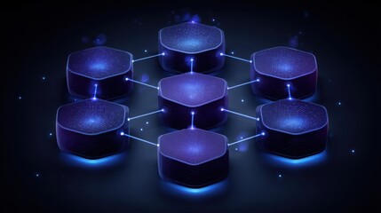 Poster - cluster of purple cubes representing the rise of decentralized exchange adoption in modern financial